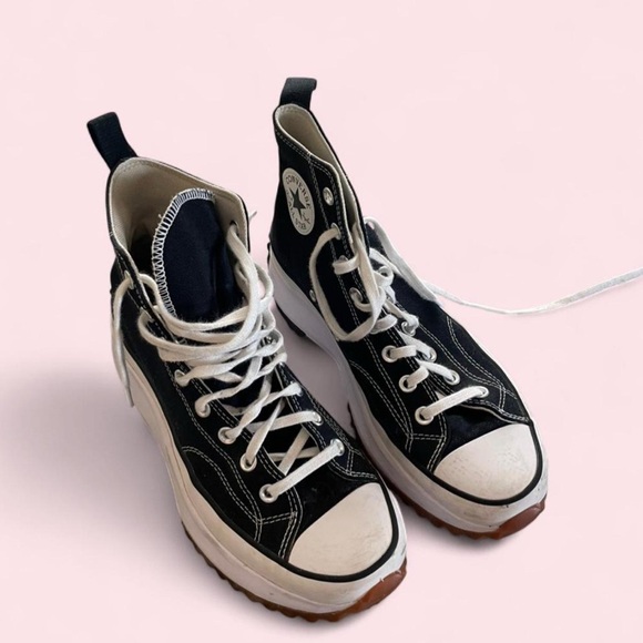 Black Converse Run Star Hike Canvas Platform Hightops - Picture 2 of 6